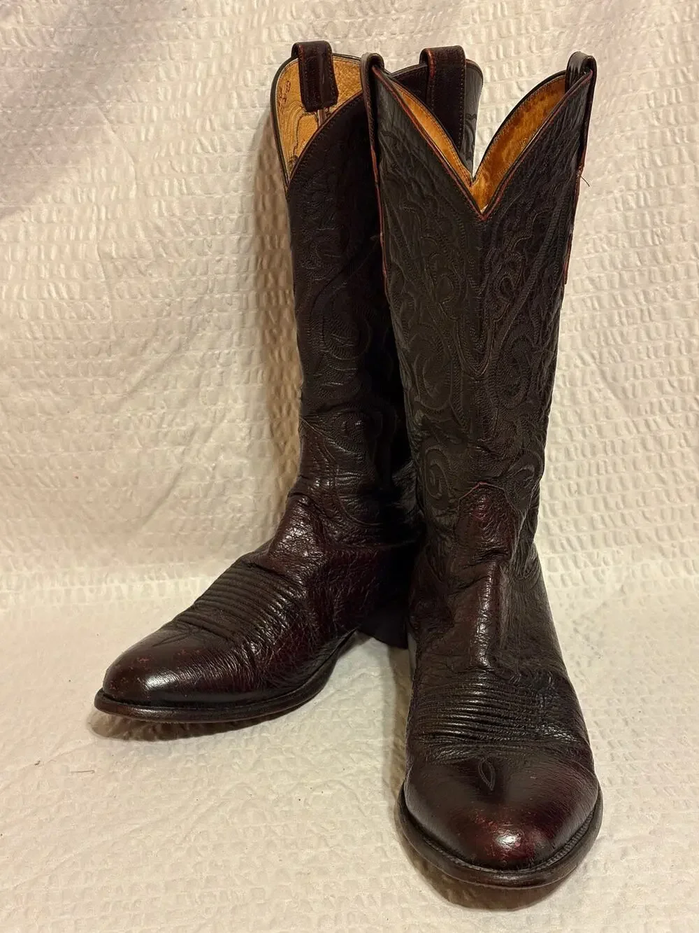 Luchesse 2000 VTG T3132RF Ostrich Black Cherry Western Cowboy Boots Men’s 8.5EE